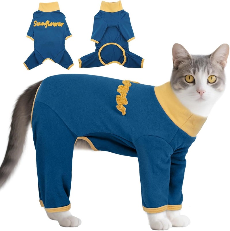 T'CHAQUE Sticky Hair Cat Onesie Pajamas, Soft Long Sleeve Cat Clothes, Anti-Shedding, Surgery Recovery Suit, Wound Protection & Preventing Licking, Kitten Sweaters for Male & Female-M - Image 1